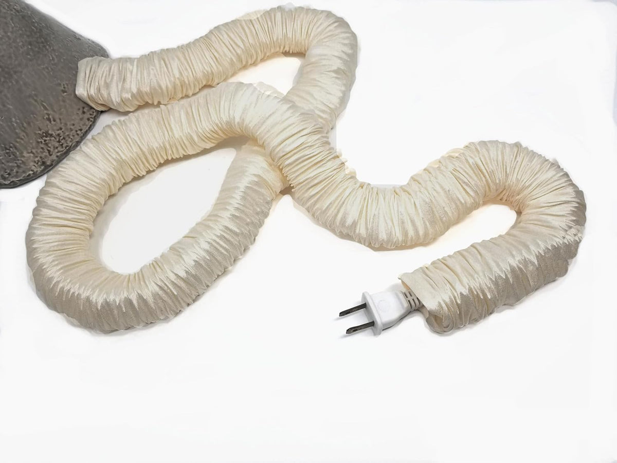 Cream COVEREase Cord Cover 9 ft Faux Silk Fabric Lamp Cord Cover - Cable Sleeve, Wire Cover, Cord Hider for Cable Management for Electrical Lighting Fixtures (2 Pack)