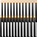 24Pcs Halloween Black Flameless Taper Candles - Battery Operated 2 AAA Long Decor for Table Decorations (No Remote)