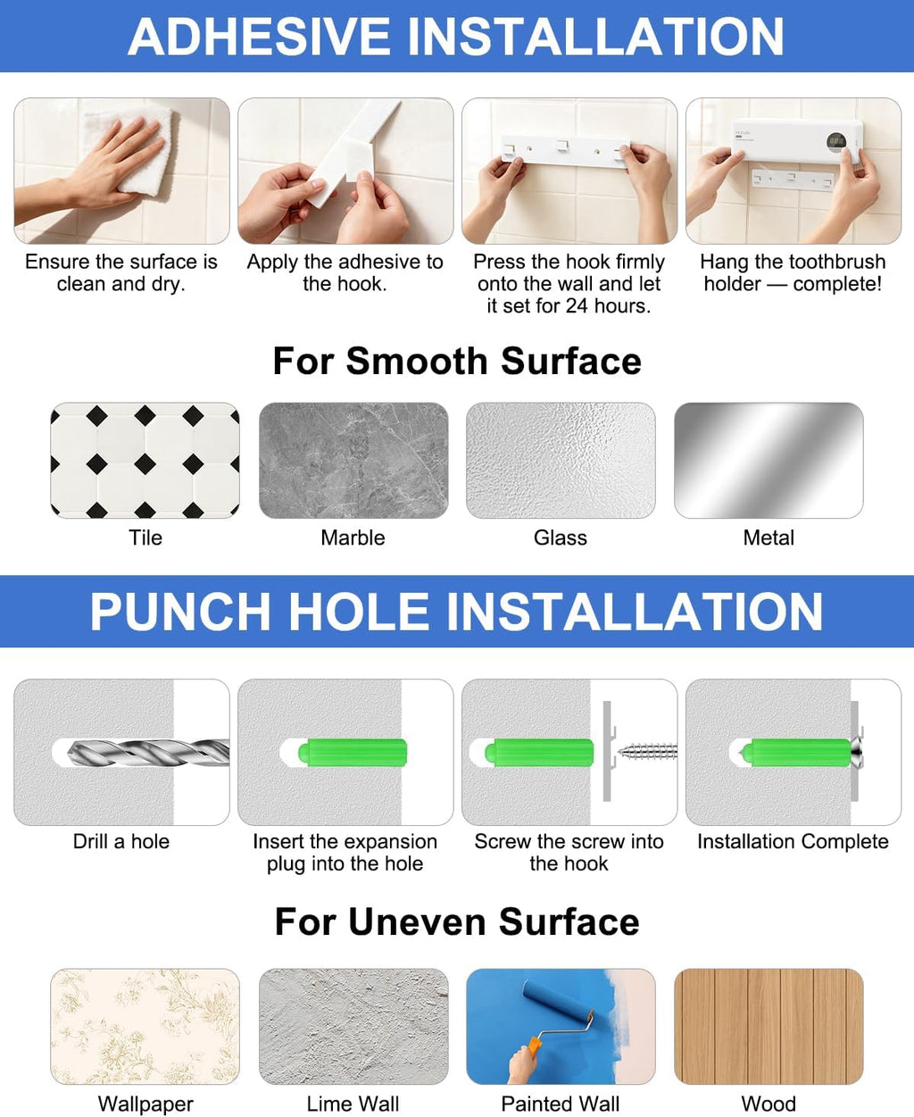 UV Toothbrush Sanitizer with Holder 4 Slots, Toothbrush & Razor