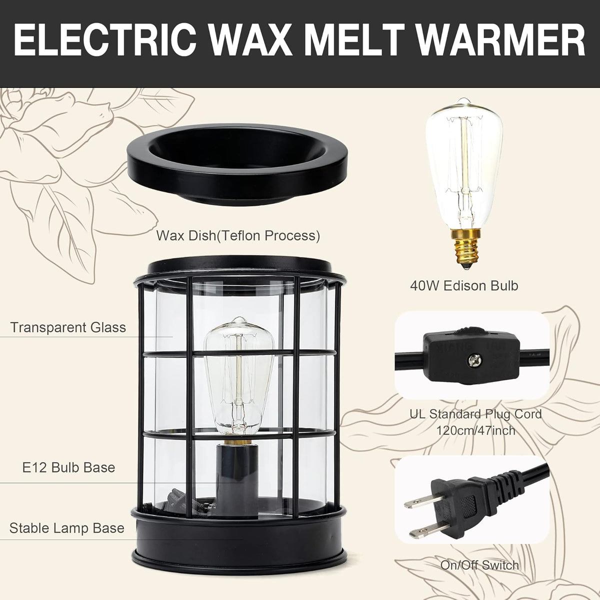 Electric Wax Melt Warmer,Wax Warmer for Scented Wax,Vintage Edison