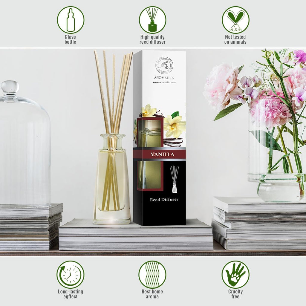 AROMATIKA Vanilla Reed Diffuser Set 3.4 fl oz (100 ml) - Home Fragrance
