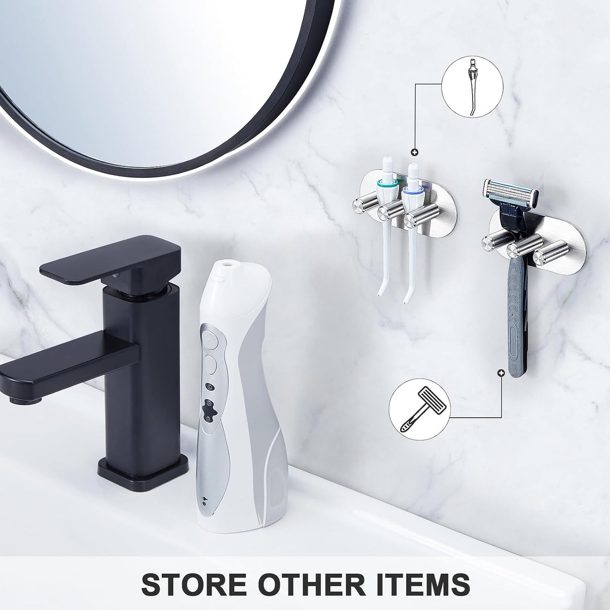 Electric Toothbrush Head Holder, Toothbrush Holders Wall Mounted, Adhesive Tooth Brush Head Holder Organiser, Electric Toothbrushs Holder, Shower Tooth Brushing Holder (Silver, Small)