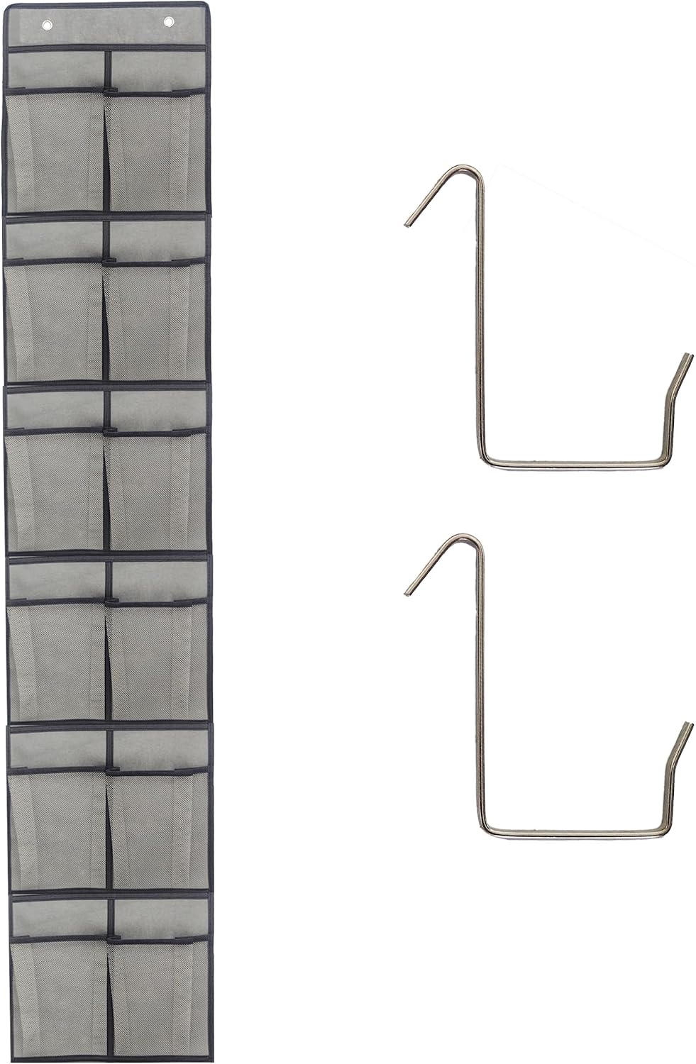 Gray Over Door Shoe Organizer, 12 Large Pockets Hanging Storage for Closet Organization, Space Saving Shoe Rack and Accessory Holder