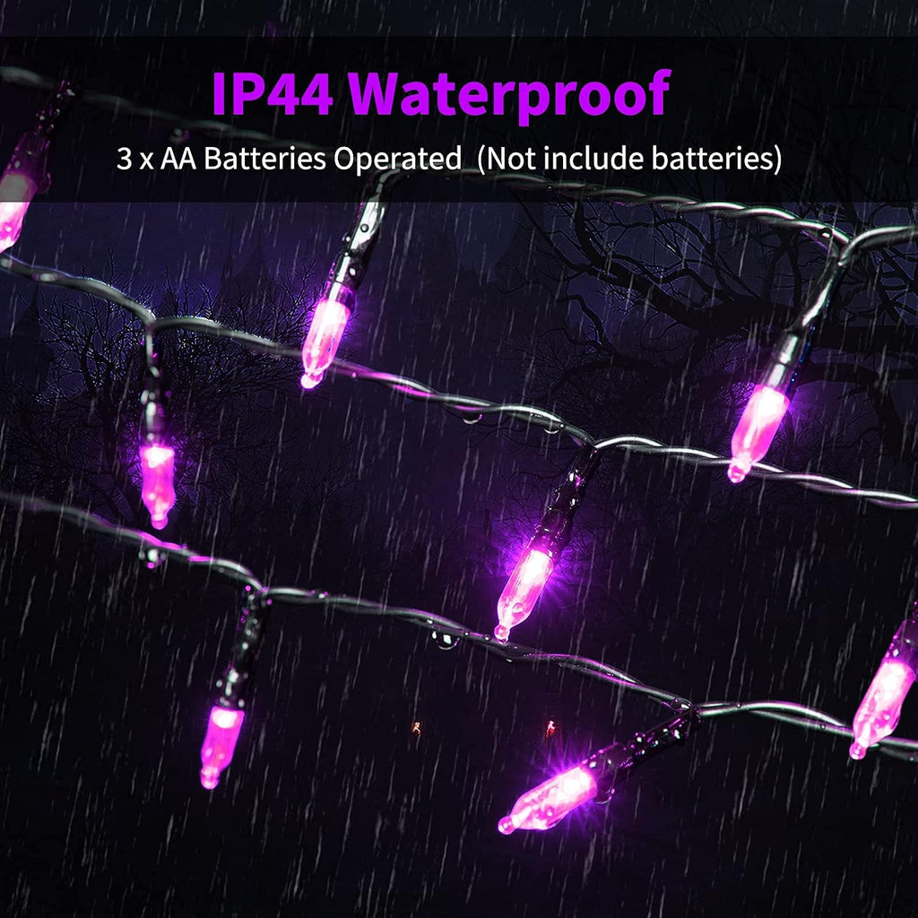 Halloween Battery Operated String Lights, 2 Pack 17.8 Feet 50 LED Purple