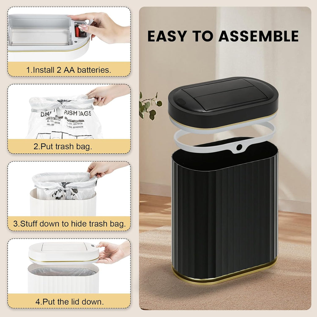 ELPHECO Motion Sensor Bathroom Trash Can with Lid 2 Gal Automatic Trash Can