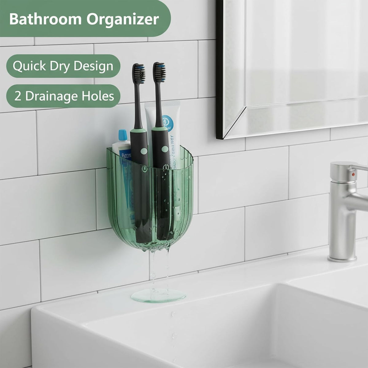 Adhesive Wall Mount Storage Caddy, Pen & Remote Holder(Green 1PCS)