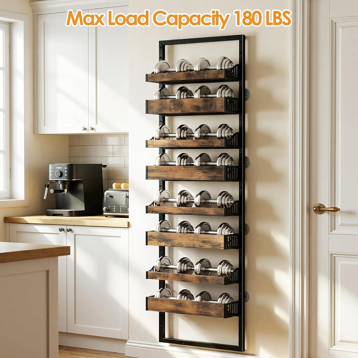 8 Tier Over The Door Pantry Organizer, Adjustable Basket, Brown