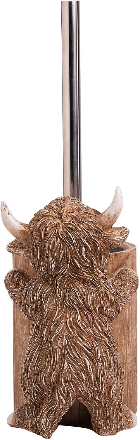 Highland Cow Toilet Brush Holder Set, Cow Bathroom Decor
