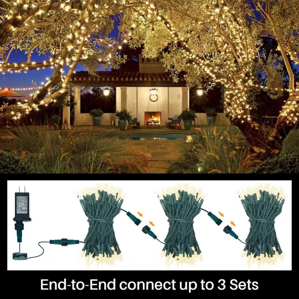 LAMPHOME Warm White Christmas Mini Lights, 32.5FT 100 LED String Lights with 16 Light Modes, Fairy Lights Plug in for Outdoor Xmas Trees Garland Wreath Holiday Decorations