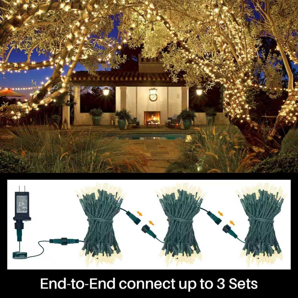 LAMPHOME Warm White Christmas Mini Lights, 32.5FT 100 LED String Lights with 16 Light Modes, Fairy Lights Plug in for Outdoor Xmas Trees Garland Wreath Holiday Decorations