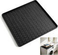 25.6"x25.6" Waterproof Silicone Floor Mat for Mini Fridge Mat, Refrigerator Tray & Drip Mat with Raised Edges, Fits Under Sink, Washer & Cooler, Anti-Slip(Black)