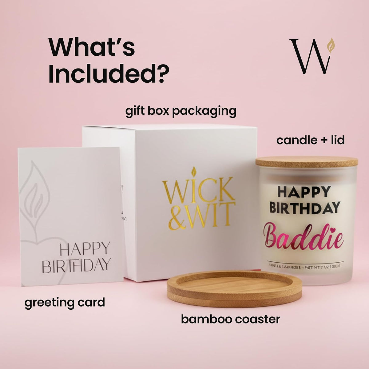 Happy Birthday Baddie Candle Gift Set - Funny Birthday Gifts for Women