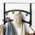 Consumest Over the Door Hooks Organizer - 2 Tier Door Hanger with 14 Hook Heavy Duty Stainless Steel for Towels, Coats, Jackets & Bags, Towel Rack for Bathroom Bedroom, Fits Up to 1.77" Doors, Black