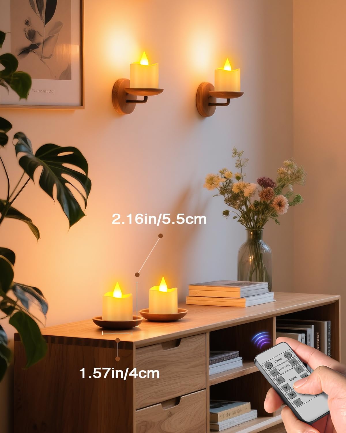 SoulBay Rechargeable Flameless Candles with Remote, White 1.5" D LED Votive