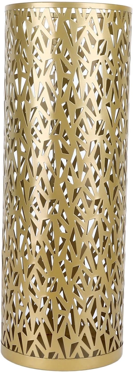 vifloae Umbrella Stand Rack for Entryway Metal Hollowed Freestanding Round Umbrella Holder Organizer Bin Umbrella Basket for Home Hotel Office Decor Gold S