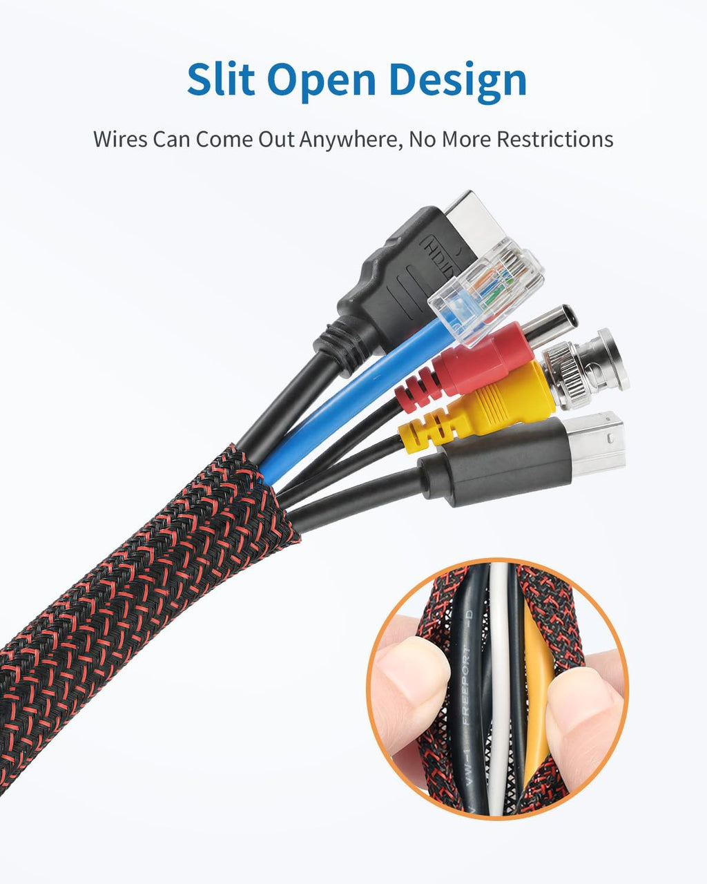 Yecaye 10ft - 1/2 inch Cord Protectors from Pets no Chew, BlackRed