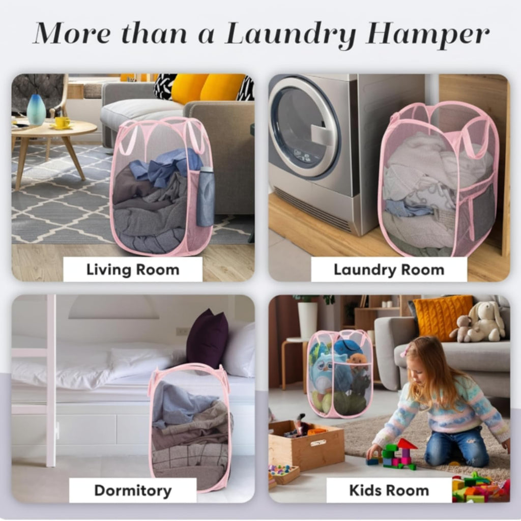 Handy Laundry Mesh Pop Up Hamper Foldable Collapsible Basket
