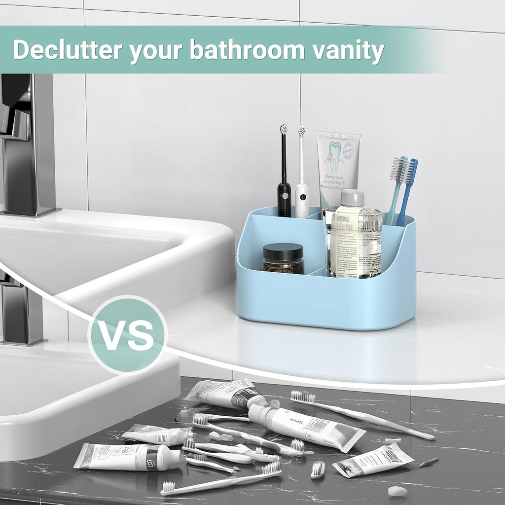 5 Slots Countertop Plastic Toothpaste and Toothbrush Holder for Bathroom