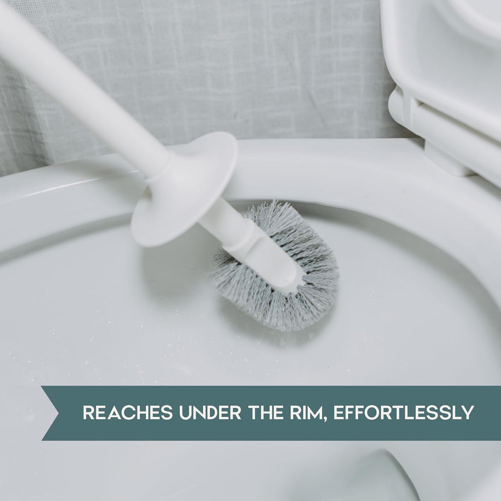 Eversprout Tidy Toilet Bowl Brush and Holder Set, Wall Mount, Under Rim