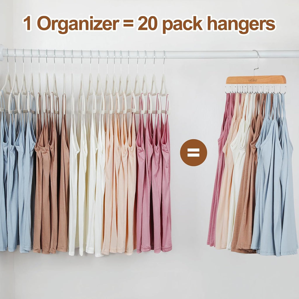TOPIA HANGER 2 Pack Bra Hanger for Closet, Premium Wooden Tank Top Hangers
