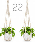 2 Pack Macrame Plant Hanger, 36 in Ivory Hanging Planter Holder