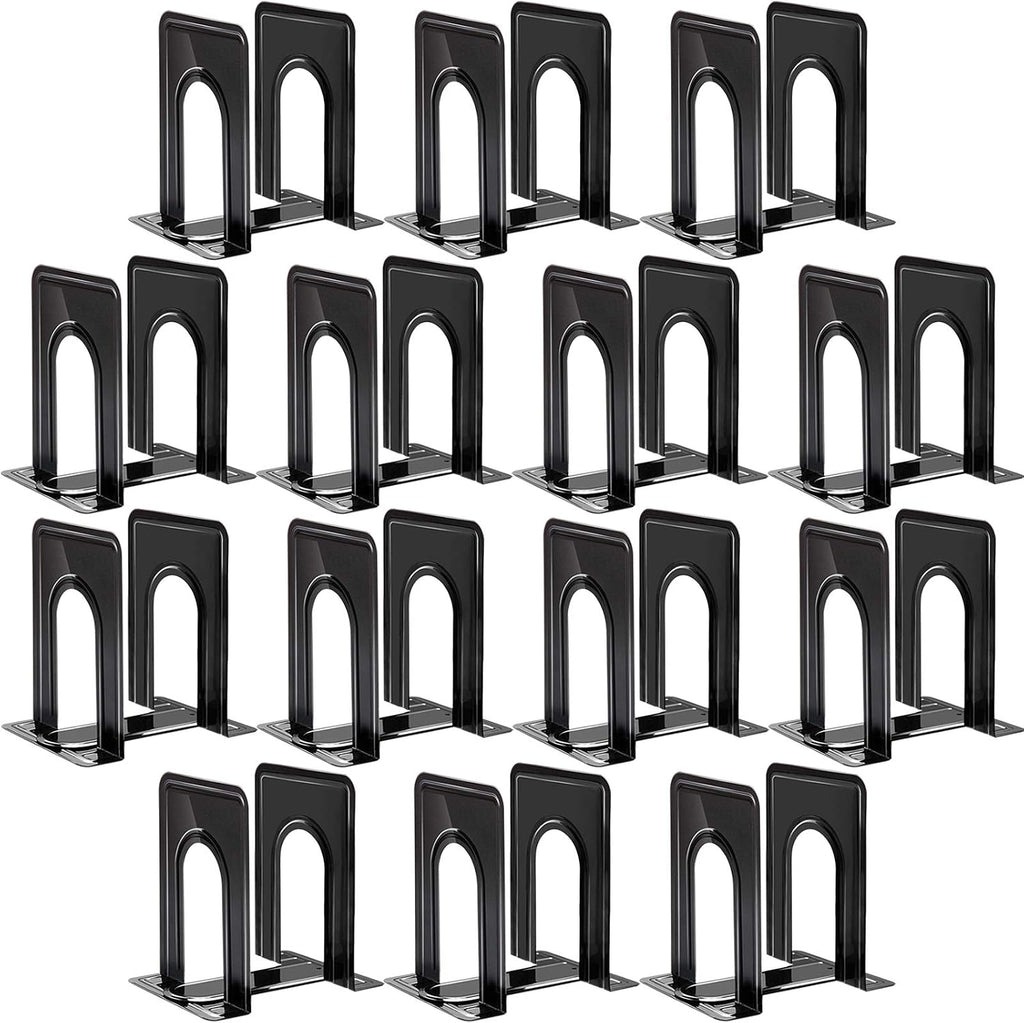 HappyHapi 14 Pairs Book Ends, Heavy Duty Bookends for Shelves, Black
