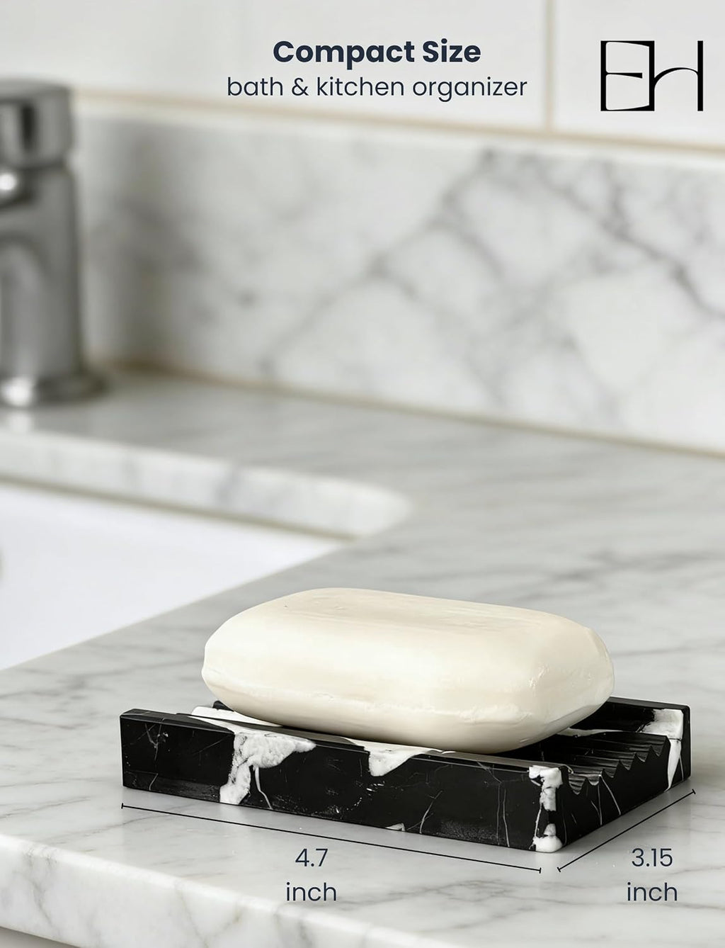 Marble Soap Dish and Tray, Soap Bar Holder for Shower Rectangular