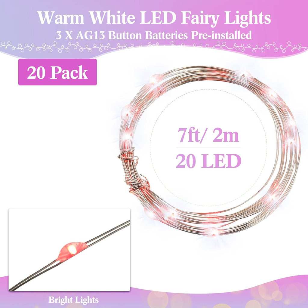 Tuanse 20 Pack LED Fairy Lights Battery Operated 3 Modes, Colorful Color