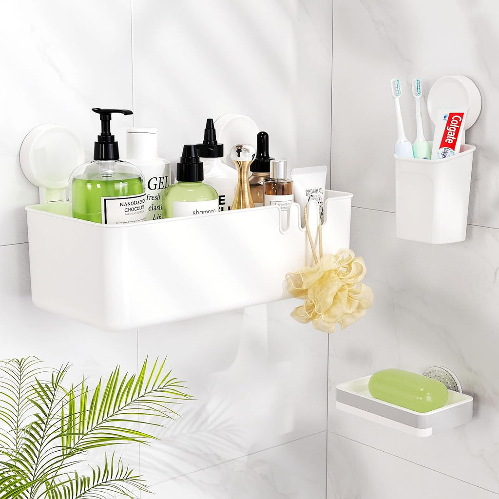 LUXEAR Shower Caddy Suction Cup Shower Basket 3 Pack