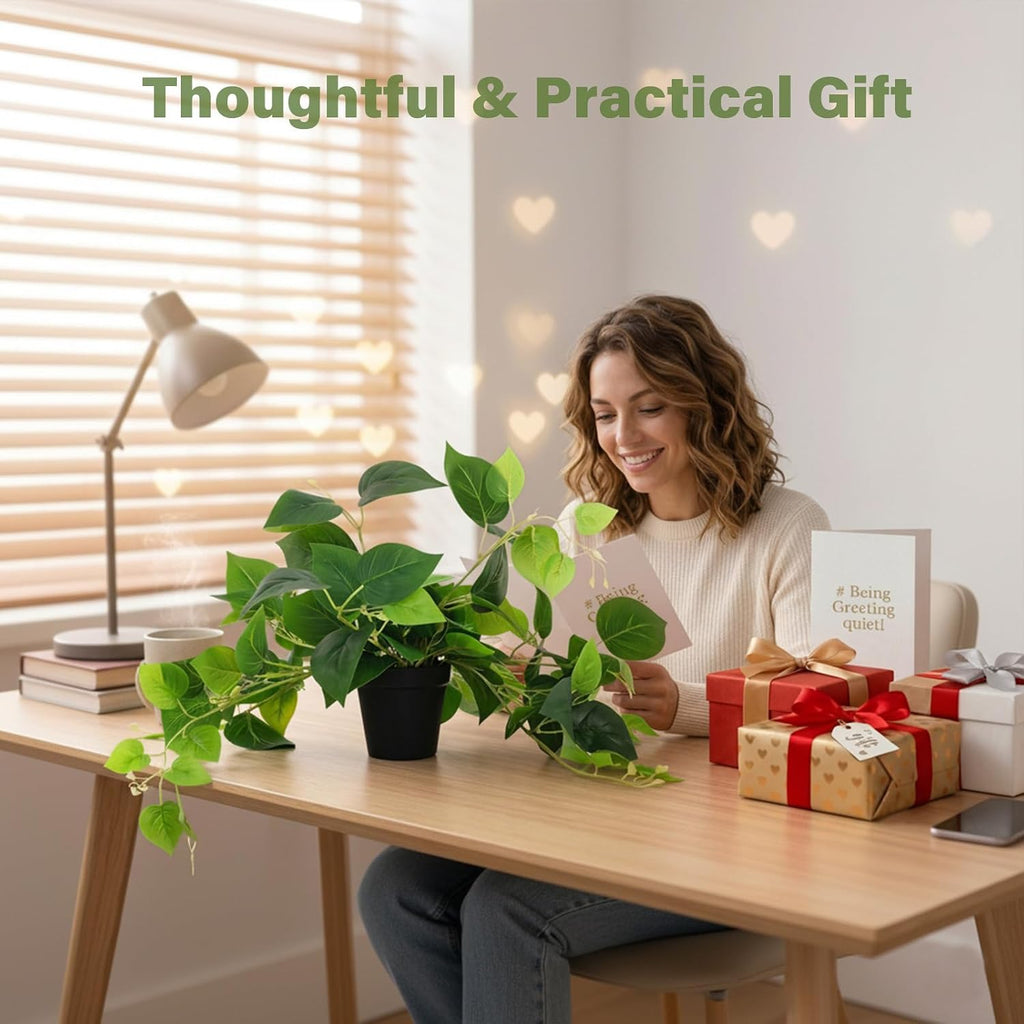 Tiita Artificial Pothos Plant in Pot, 1 Pack for Desk and Shelf Decor