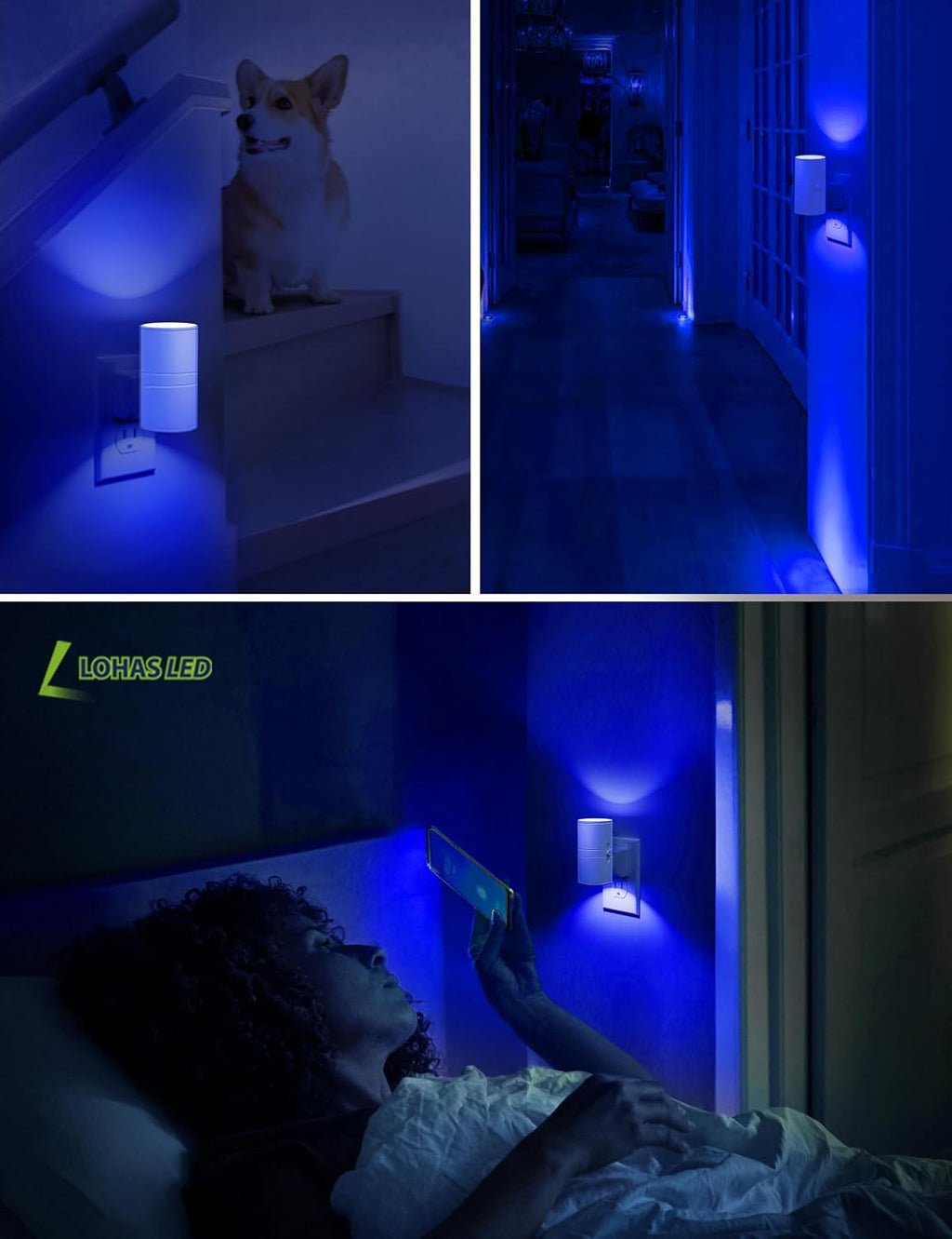 L LOHAS LED Night Light, Calm Blue Night Lights Plug into Wall,Light Sensor