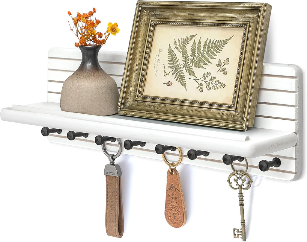 Rebee Vision Key Holder Wall Mount for Entryway & Home Office Decor, White