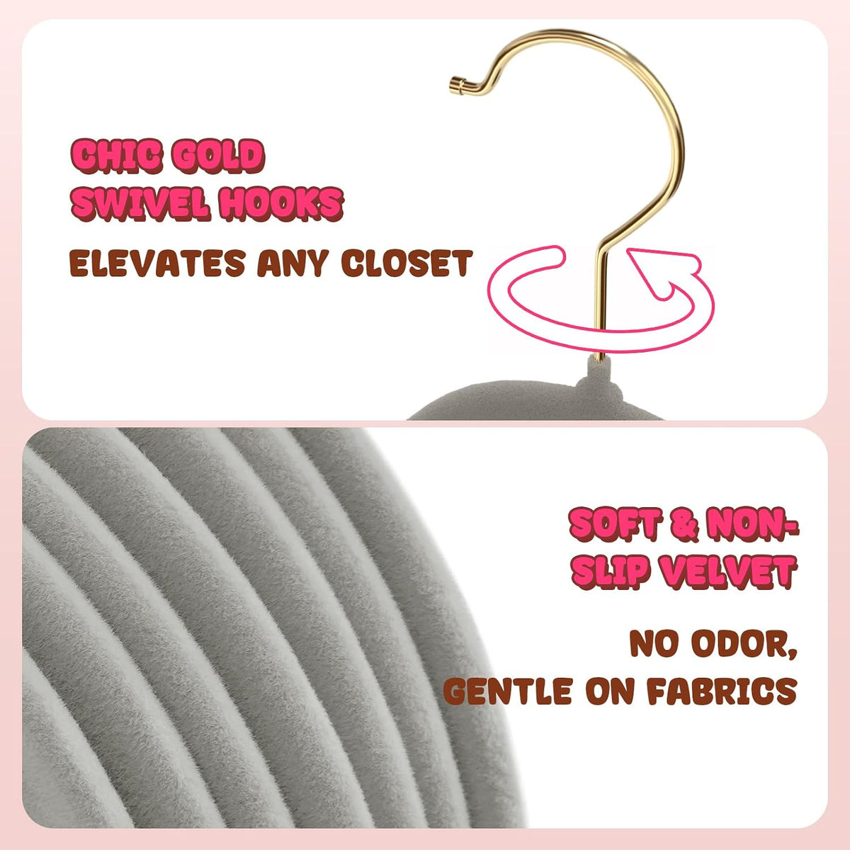 Korpai 50 Pack Baby Velvet Hangers 11 Inch, Non-Slip, Ultra Slim,Space-Saving Baby Hangers with 360° Swivel Hook, 7LBS Capacity, Toddler & Baby Romper/Dresses/Shirts/Coats/, Grey
