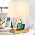 Touch Control Table Lamp with 2 USB Charging Ports & 1 AC Outlet, Dimmer
