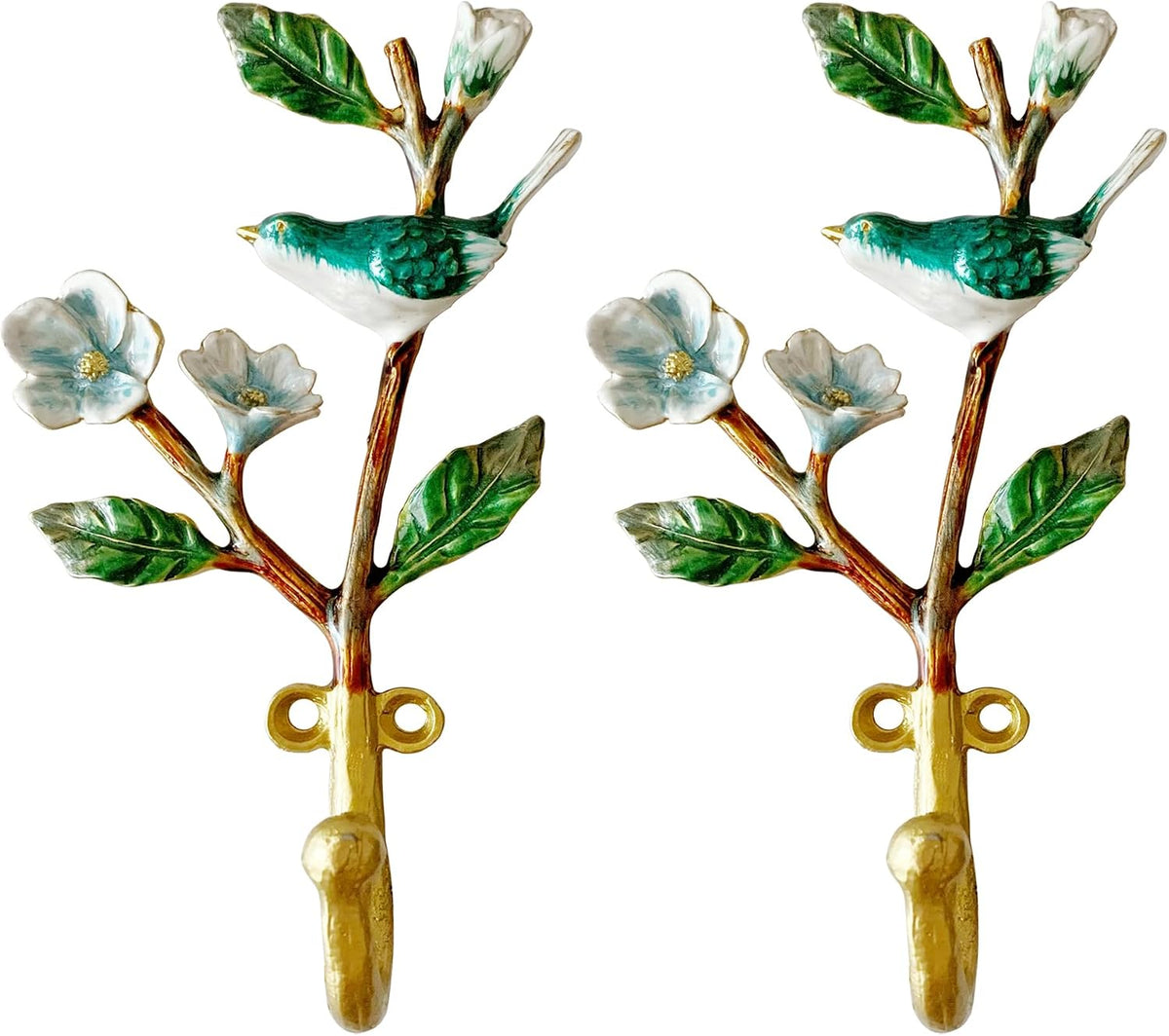 2 Pack Decorative Wall Hooks, Vintage Bird Shaped Metal Wall Hook for Hanging Coats Clothes Keys Hats Towels