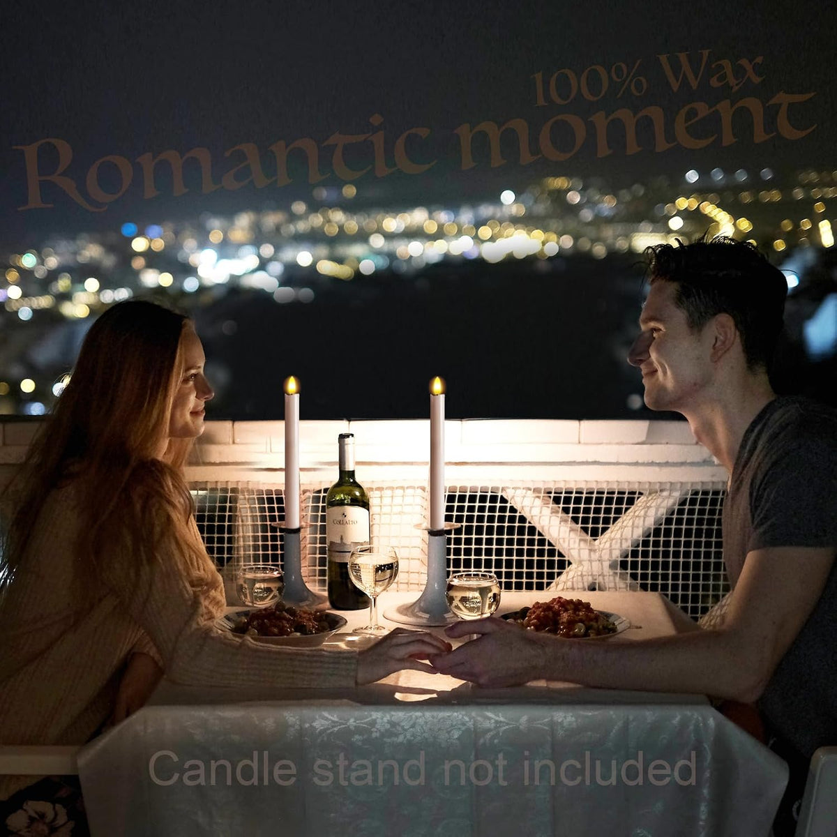 Arora Remote Control Flameless Taper Candles, S/2 3D Flickering Battery Operated LED Window Candles Encased with Real Wax to Light Up Your Home