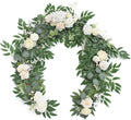 Ling's moment Ivory Eucalyptus Flower Garland White Wedding Arch 6 FT