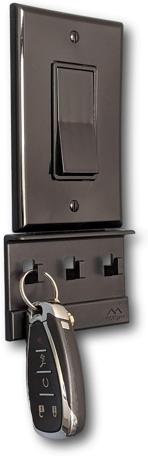 Mount Genie® Key Holder | Light Switch Mount | No Screws/Tape | Black 1Pack
