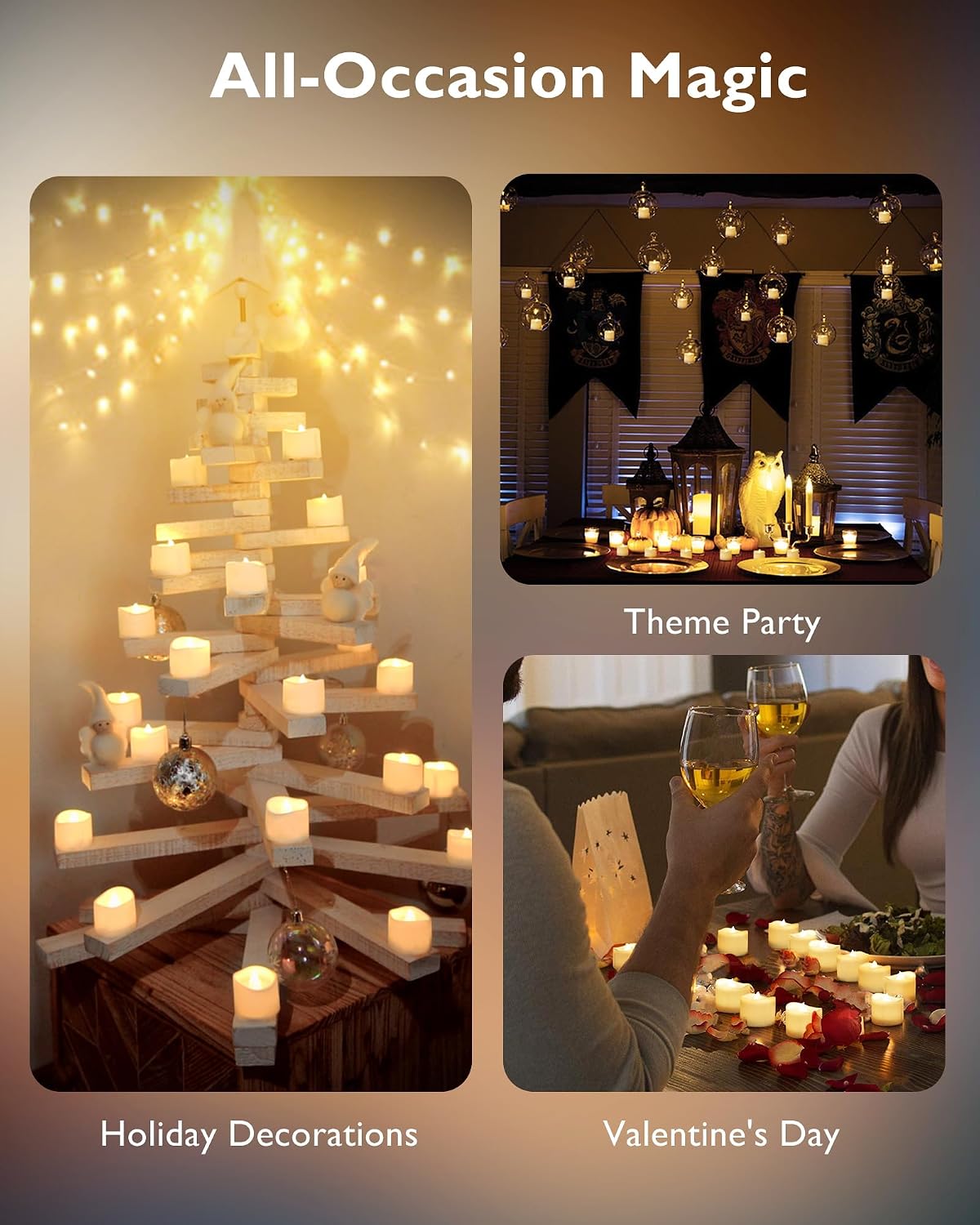 Homemory 24-Pack Battery Tea Lights with Timer Built in, Auto-On 6H Daily