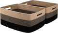 OIASKET Large Storage Basket for Organizing, Woven Rope Basket for Shelves, Closet Organizer Bins for Clothes, Blanket, Toys, Baby Nursery Storage, 17.7" x 13" x 7.87", 2 Packs Black & Brown