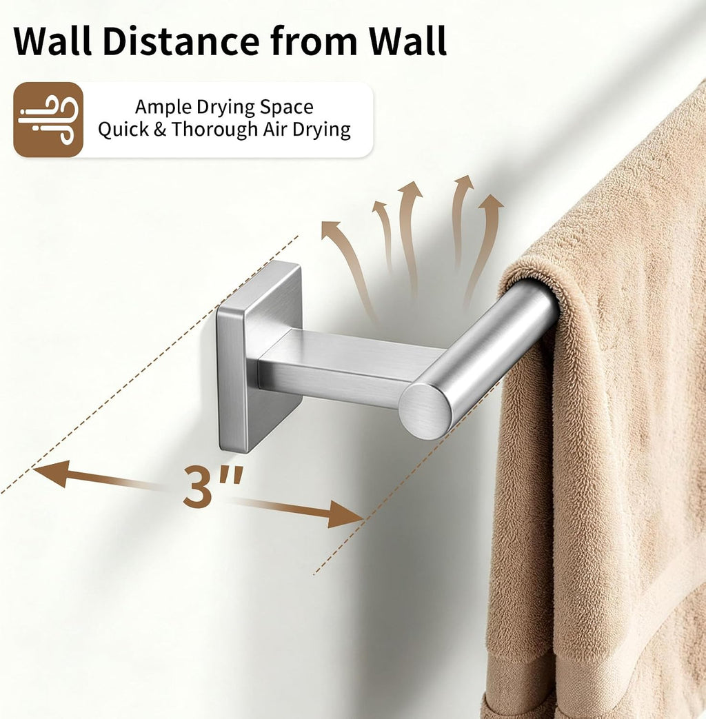 Brush Nickel Towel Bar, 24 Inch Towel Racks for Bathroom Wall Mounted