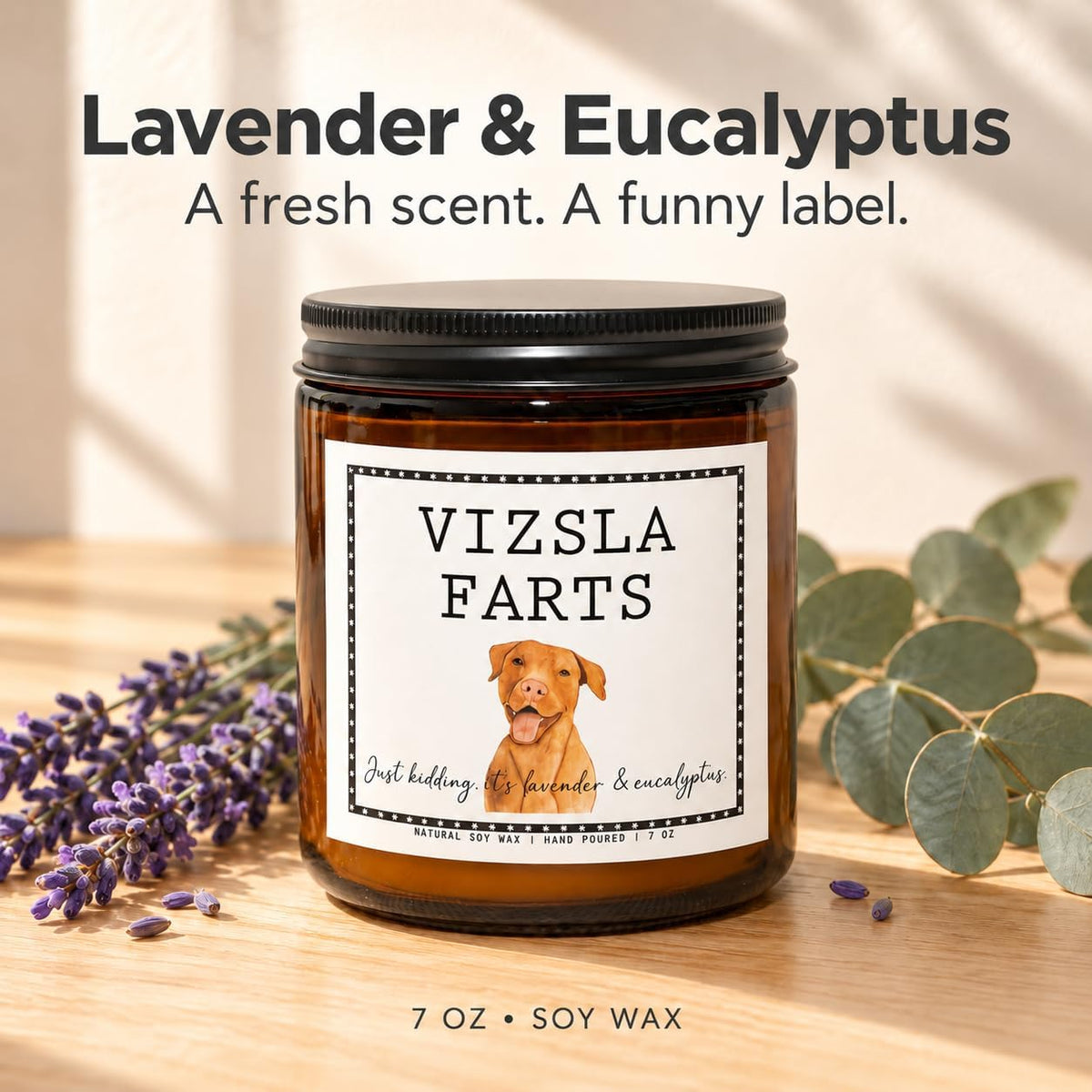 Vizsla Gifts & Decor, Dog Mom Gifts - Lavender & Eucalyptus Candle