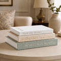 Aesthetic Decorative Books, Set of 3 Linen Faux Book Boxes, Sage