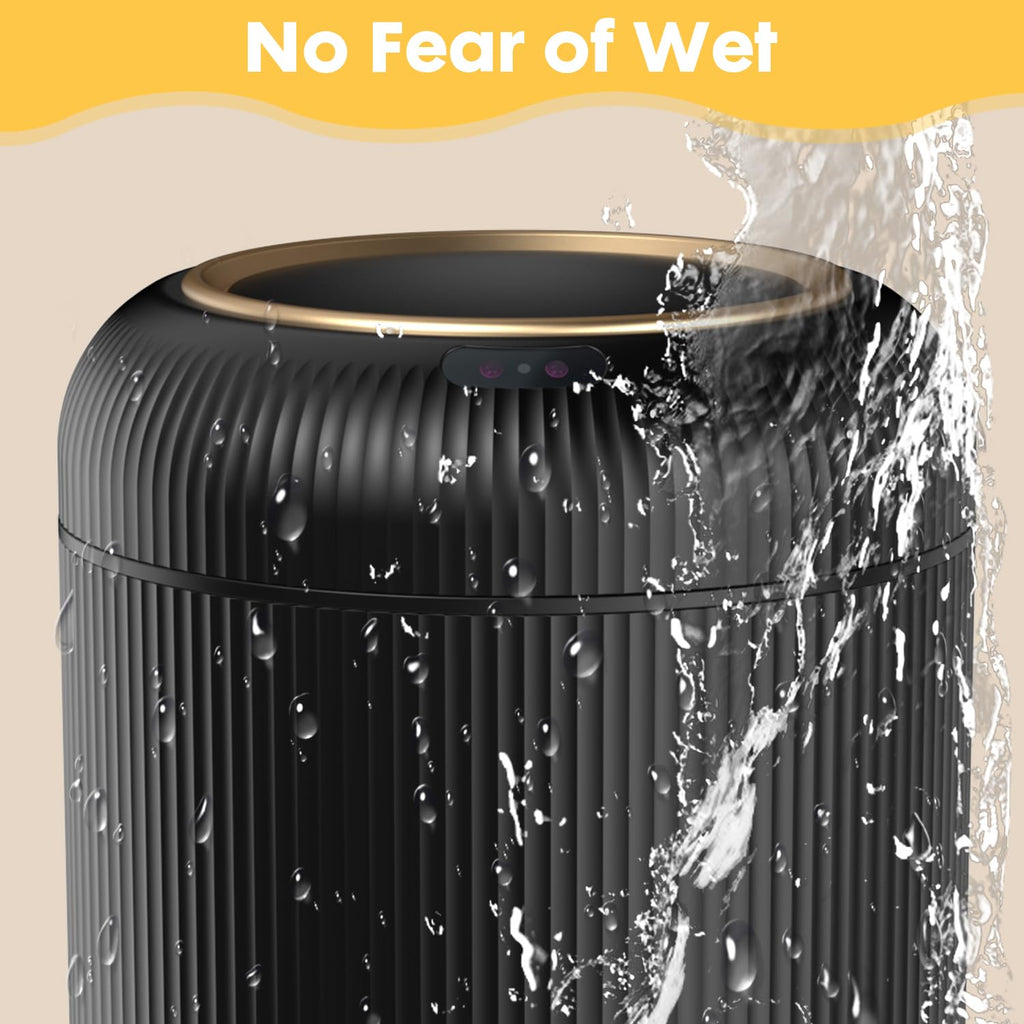 Automatic Motion Sensor Trash Can Bathroom,3 Gallon,Black and Gold