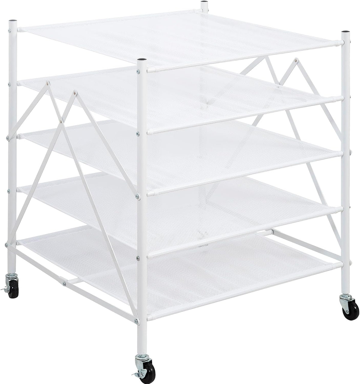 STORAGE MANIAC Sweater Drying Rack, Mesh Clothes Drying Rack, Stackable Laundry Drying Rack, Lay Flat Dryer for Delicates, Portable Dry Rack for Indoor or Outdoor, White, 5 Tier Foldable