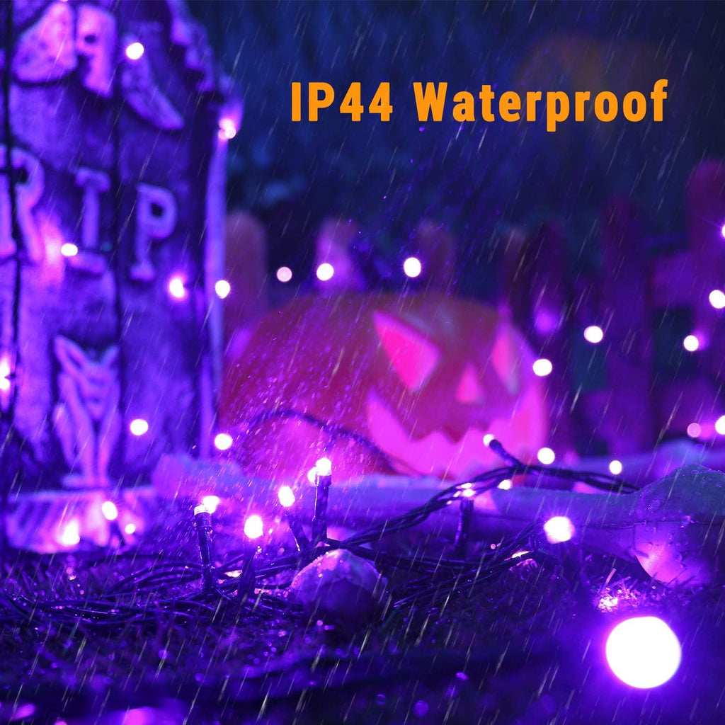 ODEETRONIC Purple Outdoor Halloween String Lights, 98.42 ft 300 LED Plug in