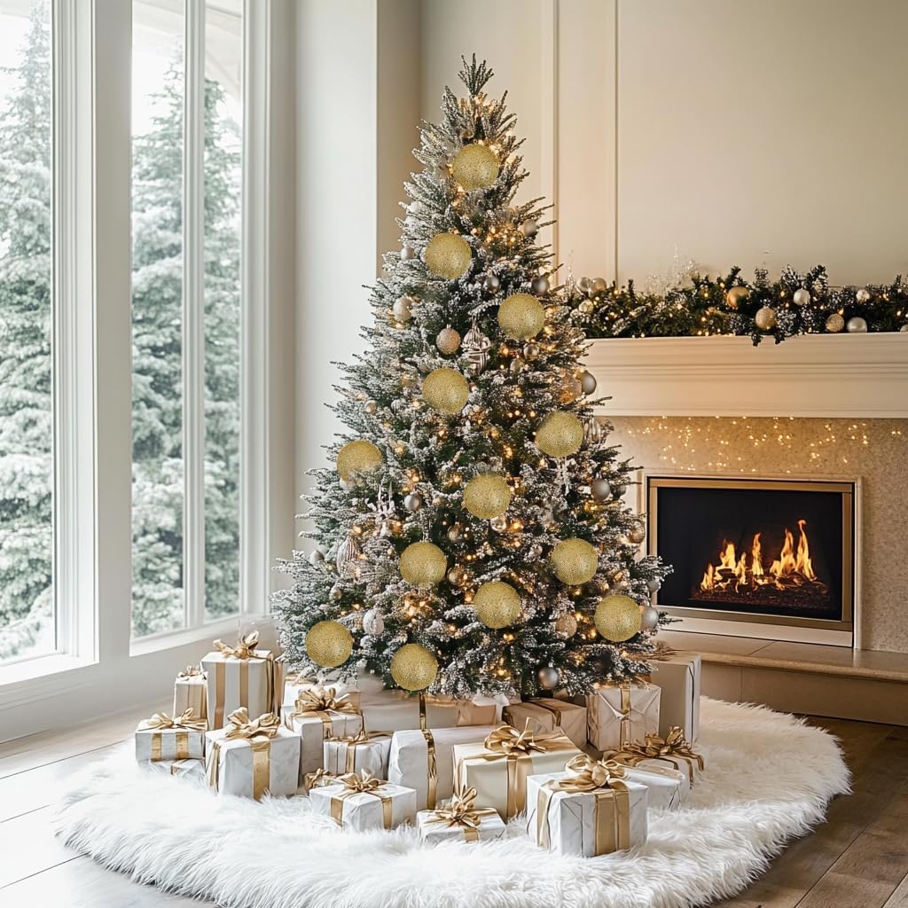 4Pcs 4.7" Large Gold Christmas Balls Ornaments for Christmas Trees