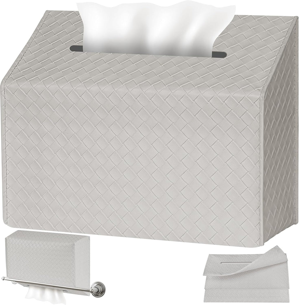 NiHome PU Leather Tissue Box Cover for Kleenex Hand Towels, Gray