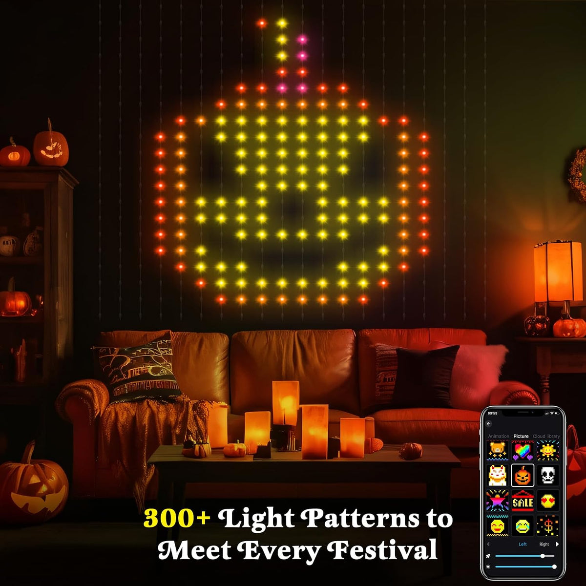 CoziTech Smart Curtain Lights, Color Changing 400 LED Curtain Lights 6.6 * 6.6 FT, RGB DIY String LED Flag Fairy Light for Backdrop Party Indoor Outdoor Holiday Decor(APP +Remote Control)