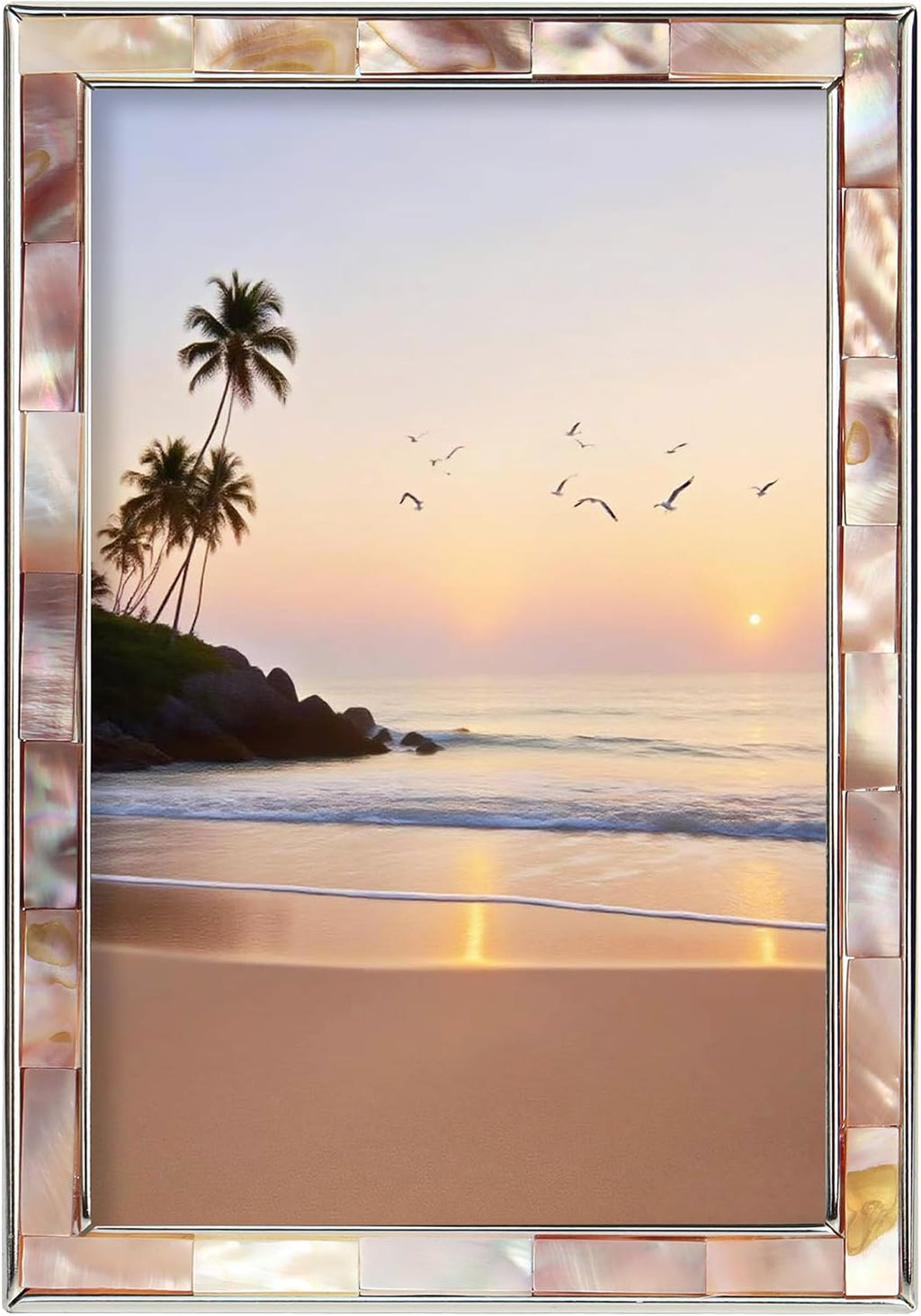 4x6 Mother of Pearl Shell Metal Picture Frame Colorful 1Pc